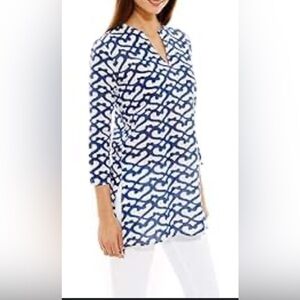 ROLLER RABIT Tunic Blue and White Size Medium